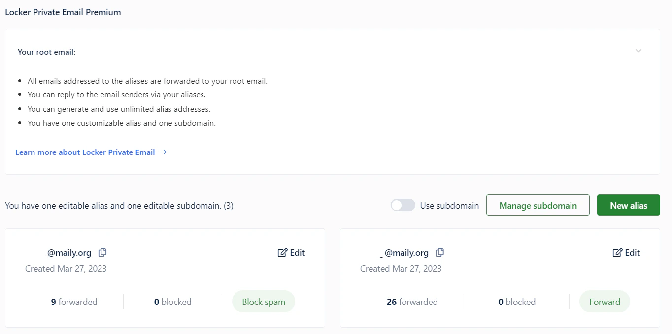 Premium Private Email interface on Web Vault