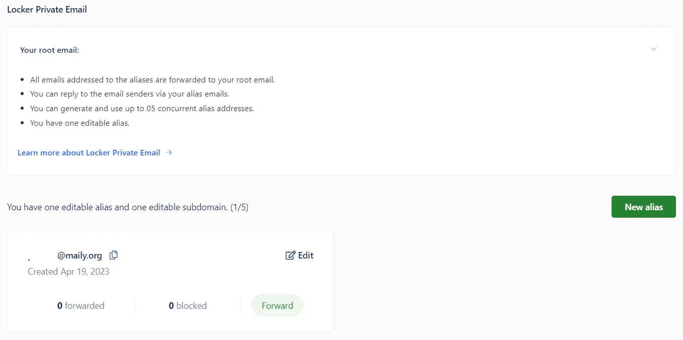 Private Email interface on Web Vault