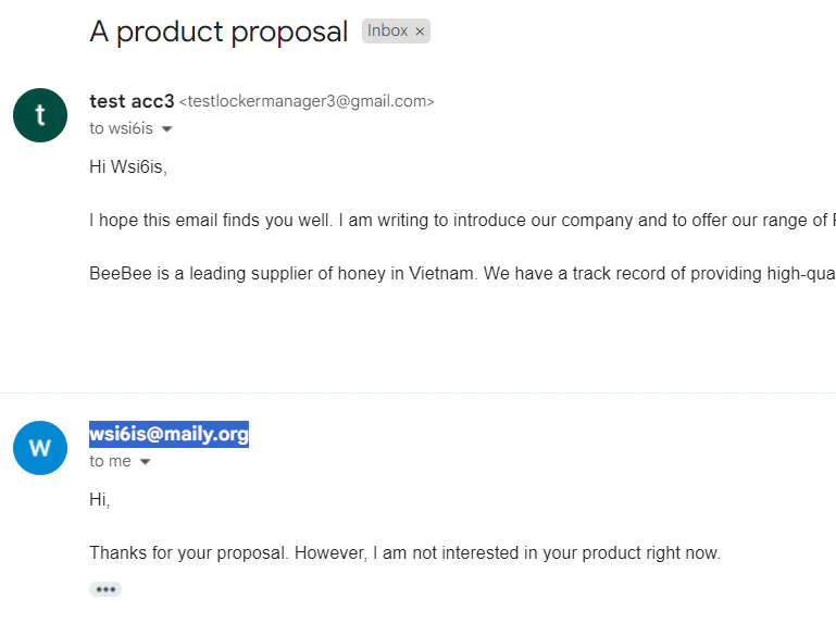 Recipient sees email from @maily address