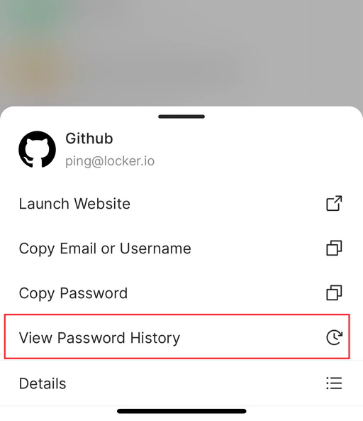 View history options on mobile