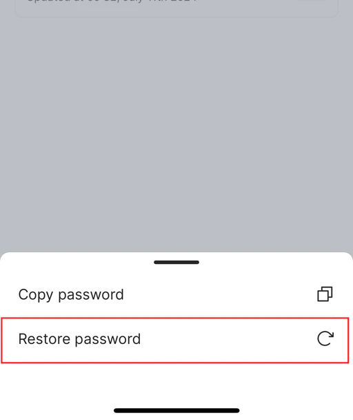 Restore password on mobile