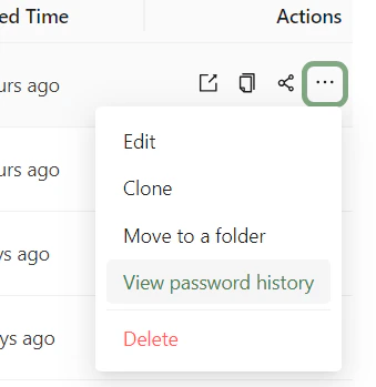 View password history menu