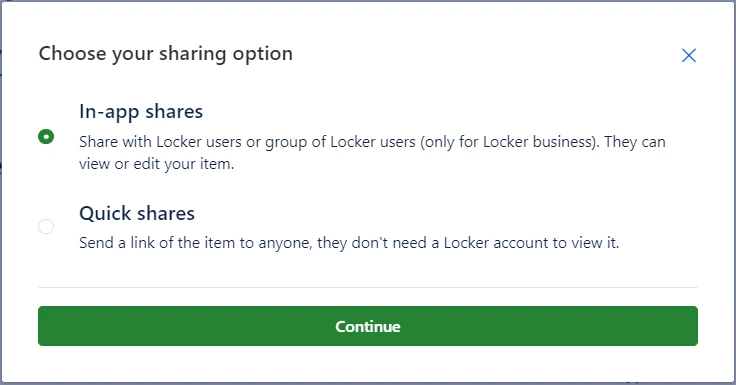 Select sharing method