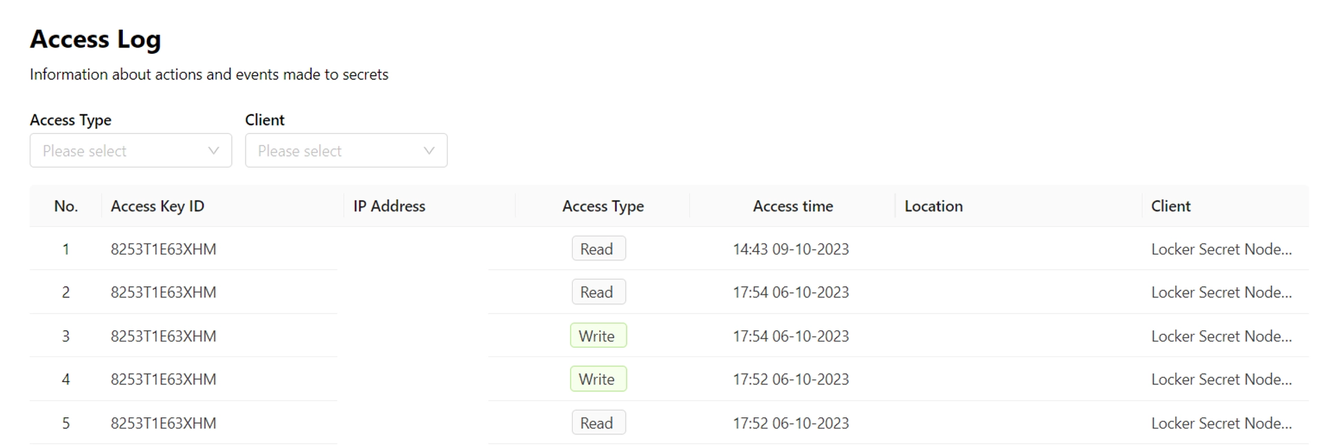 View Access Logs - Tài liệu hướng dẫn sử dụng Locker