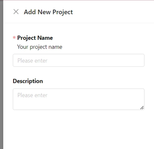 Add new project form