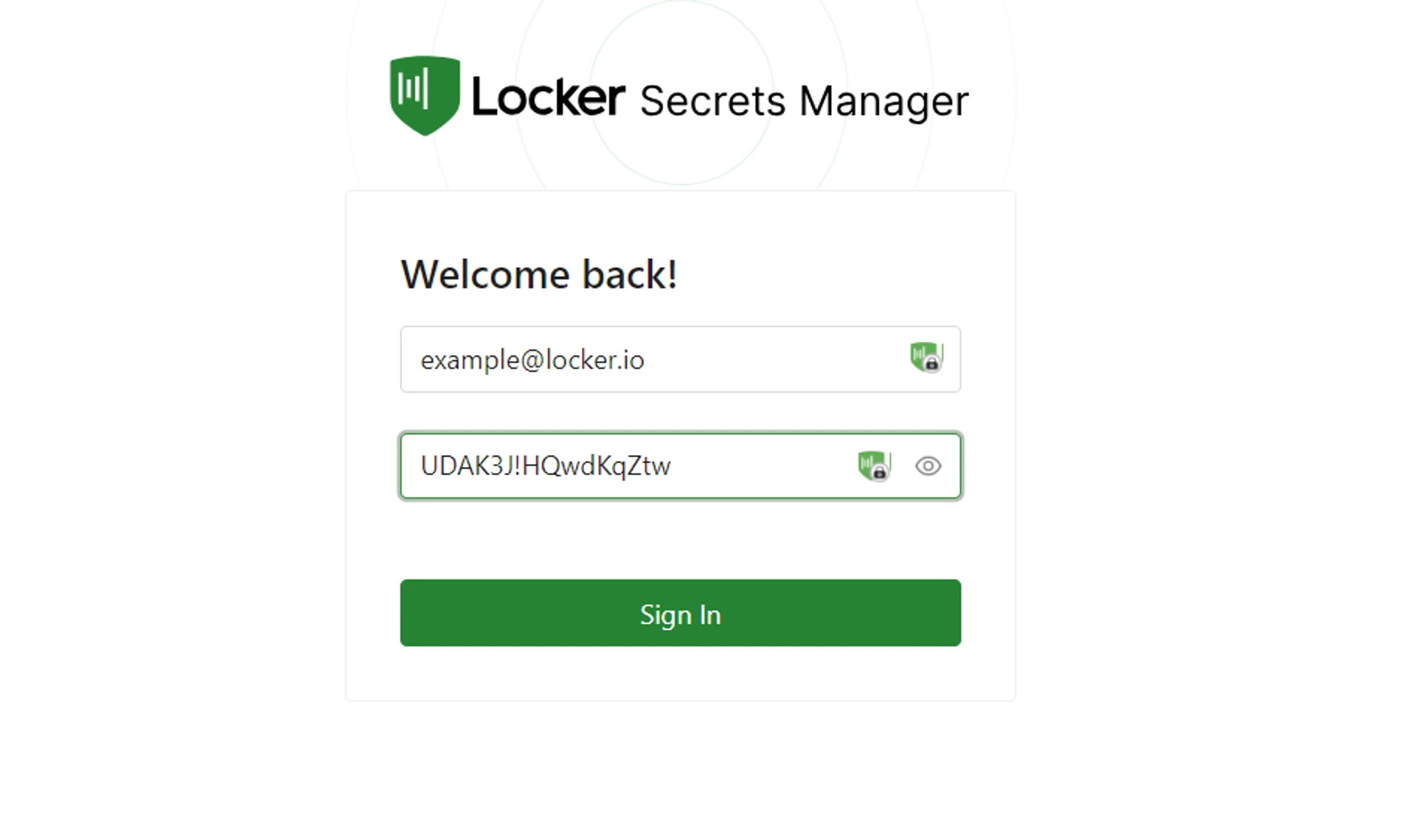 Login screen with email and password