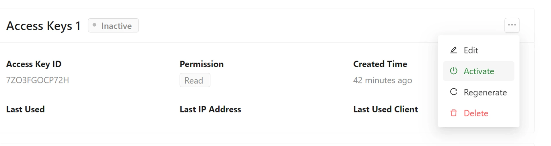 Three-dot menu with the Activate option