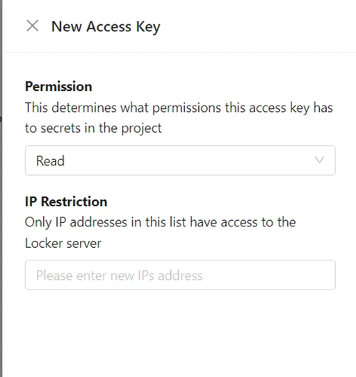 New access key creation form