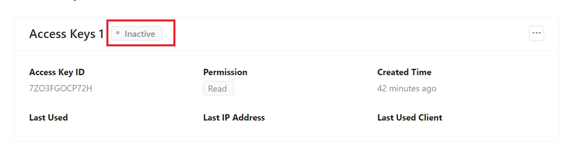 Deactivated access key status