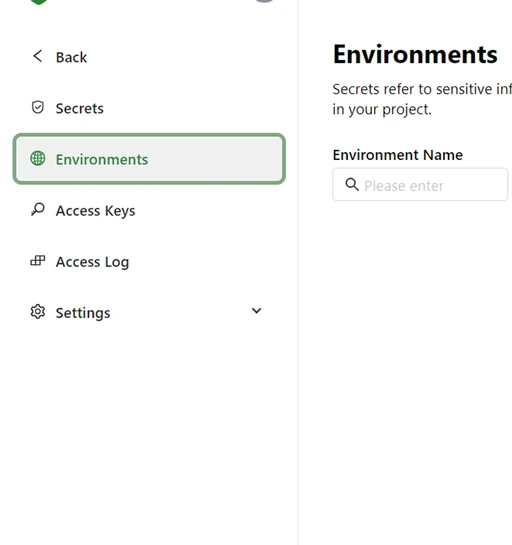Environments navigation bar