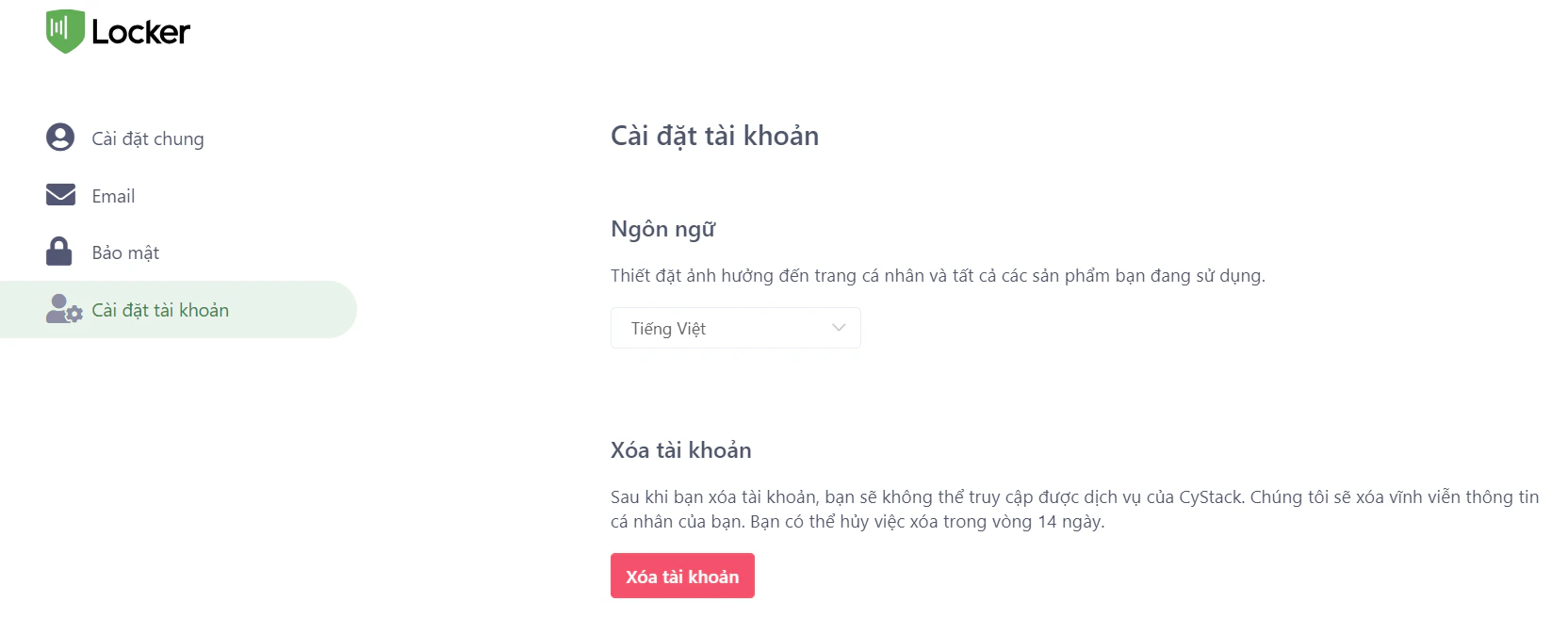 Xóa tài khoản qua trang quản lý