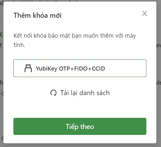 Thêm khóa trên desktop