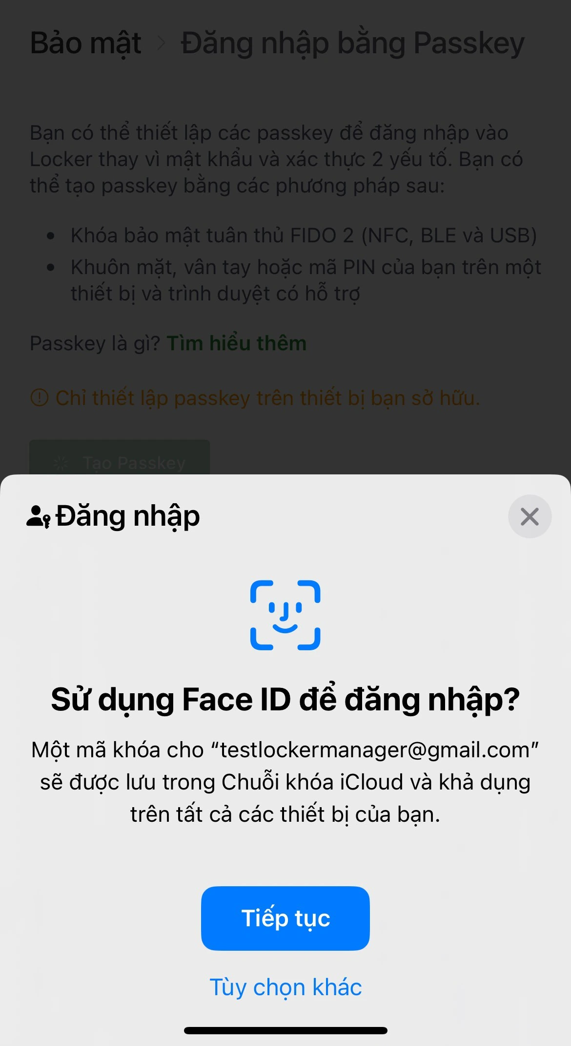 Tùy chọn trên di động