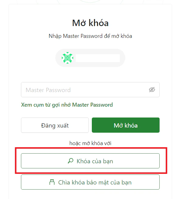 Sử dụng passkey để mở khóa vault