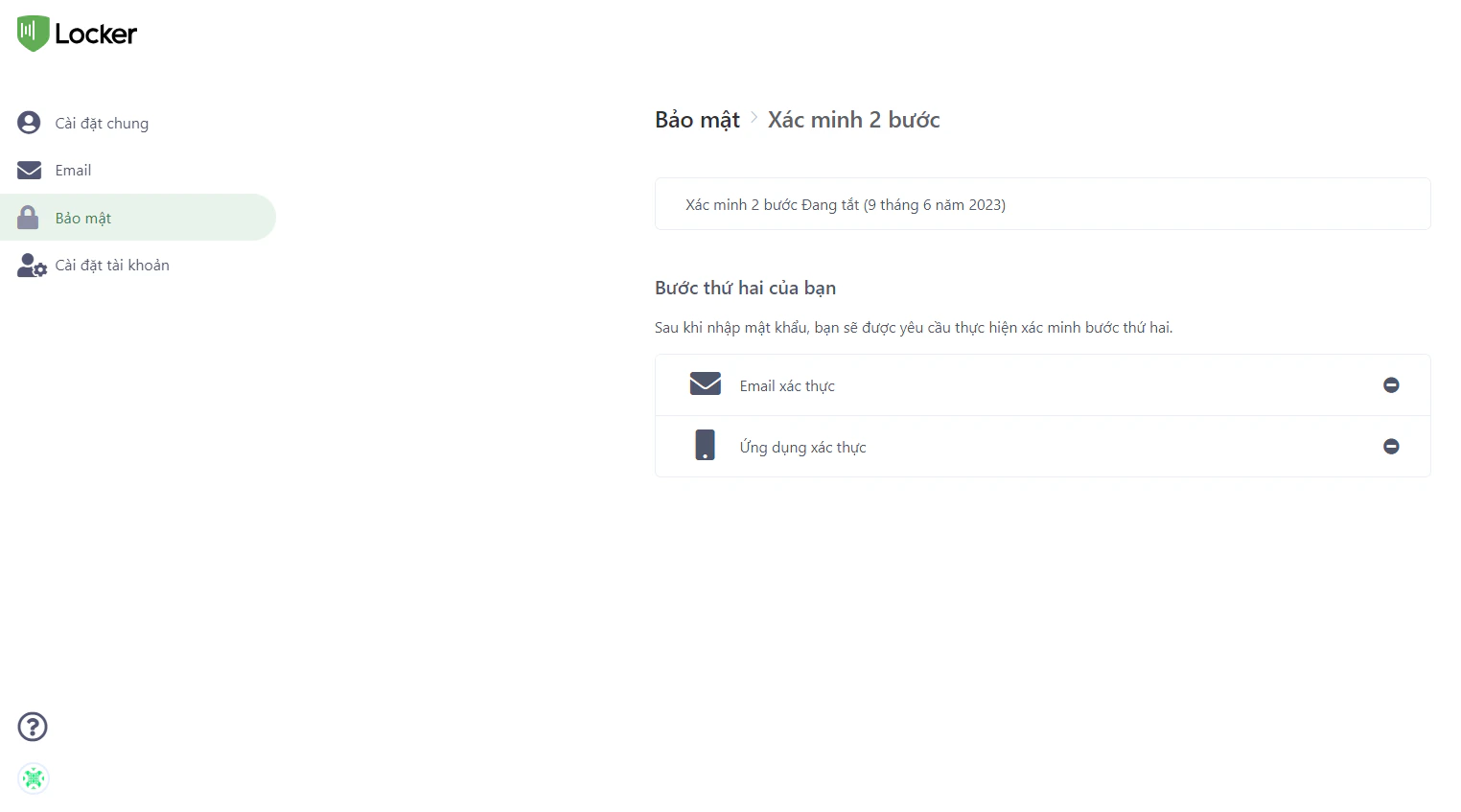 Chọn phương thức 2fa