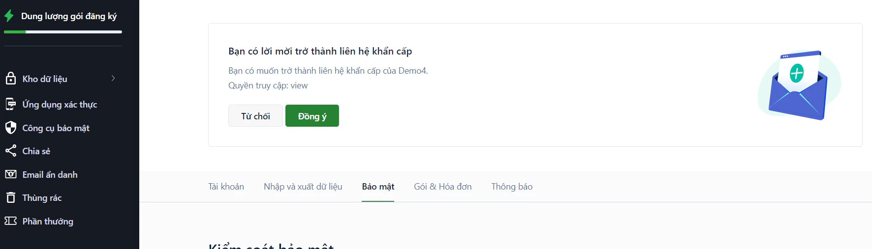 Chấp nhận lời mời tại trang chủ