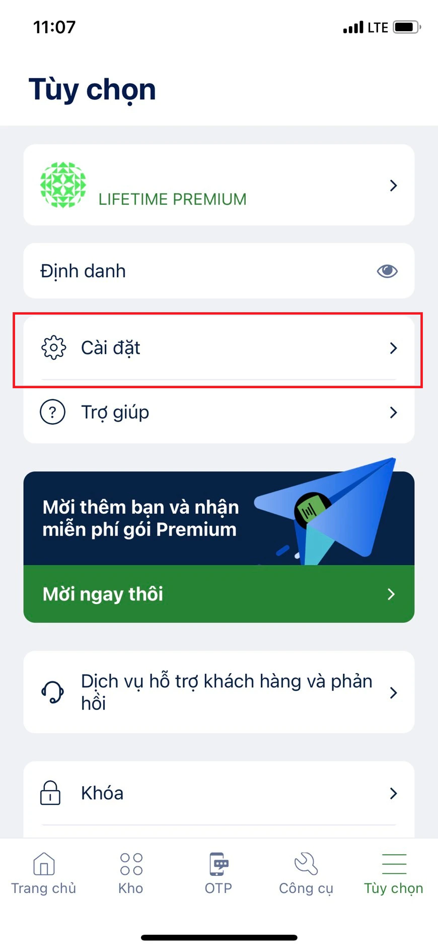 Thiết lập Passkey trên Mobile