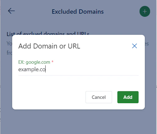 Danh sách URL bị loại trừ
