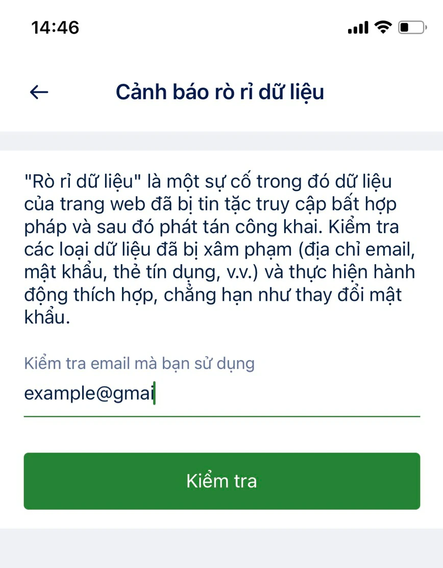 Nhập email trên di động