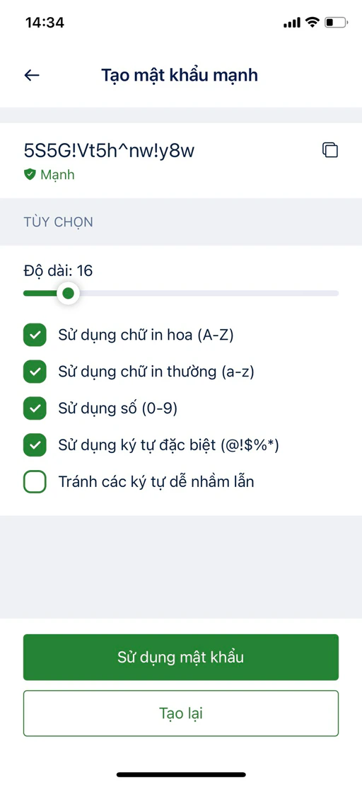 Tạo mật khẩu mạnh trên di động