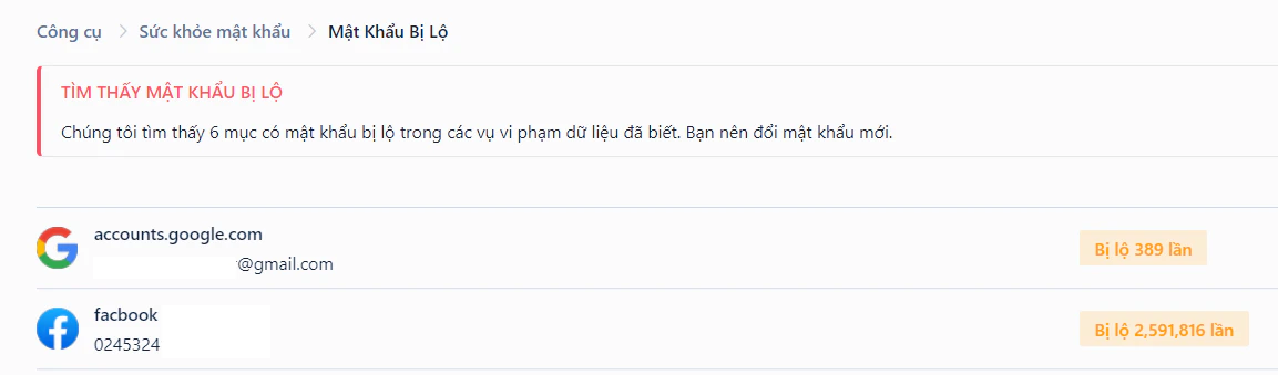 Mật khẩu bị lộ trên Web Vault