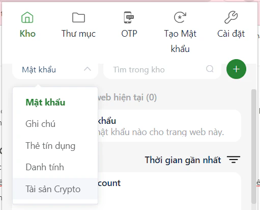 Thêm mục mới trên Extension