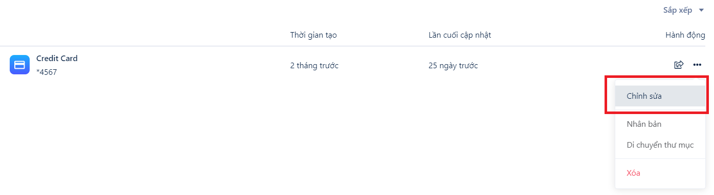 Chỉnh sửa mục trên Windows