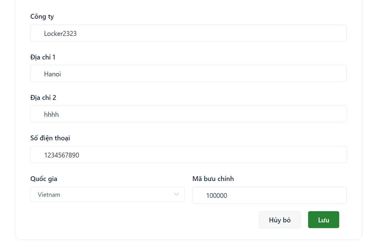 Biểu mẫu chỉnh sửa thông tin doanh nghiệp