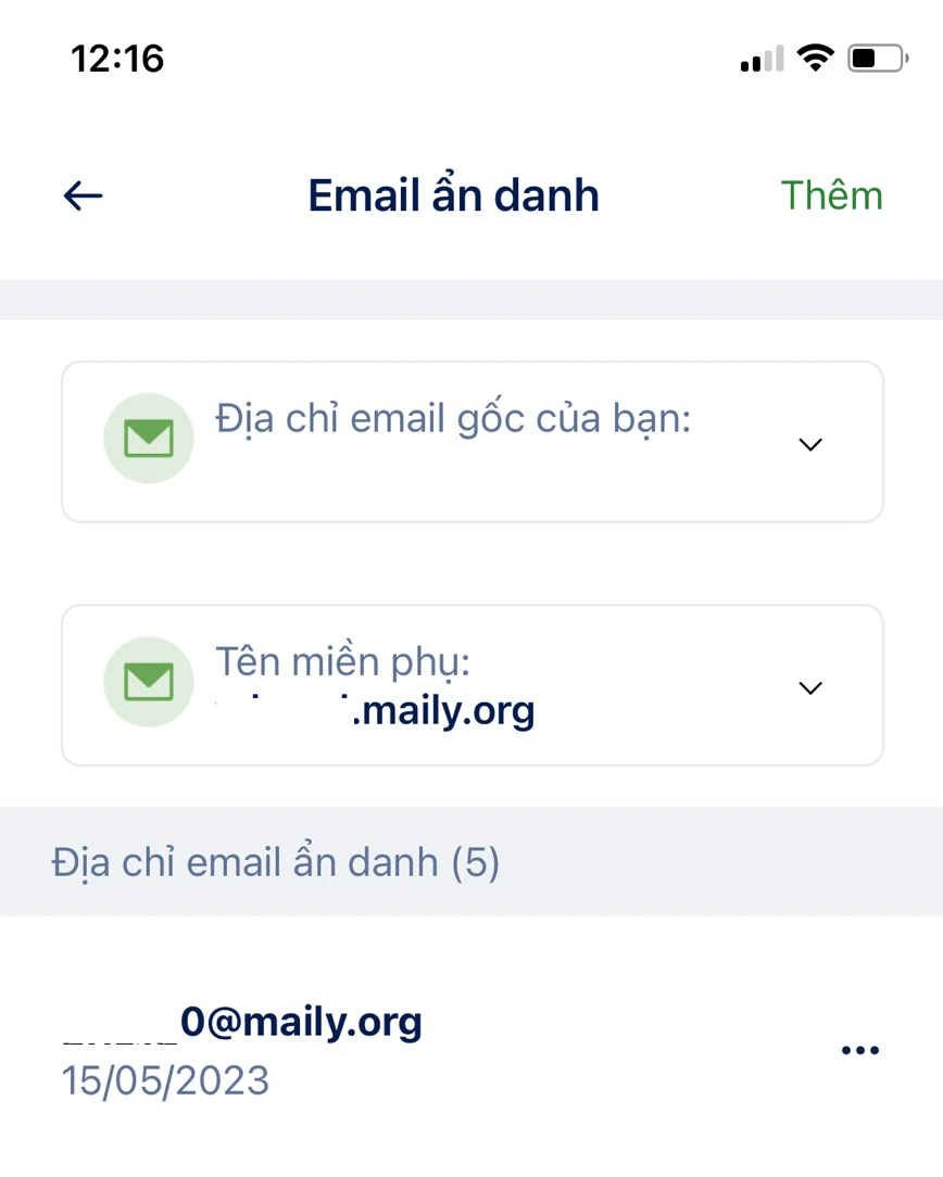 Email ẩn danh Premium trên thiết bị di động