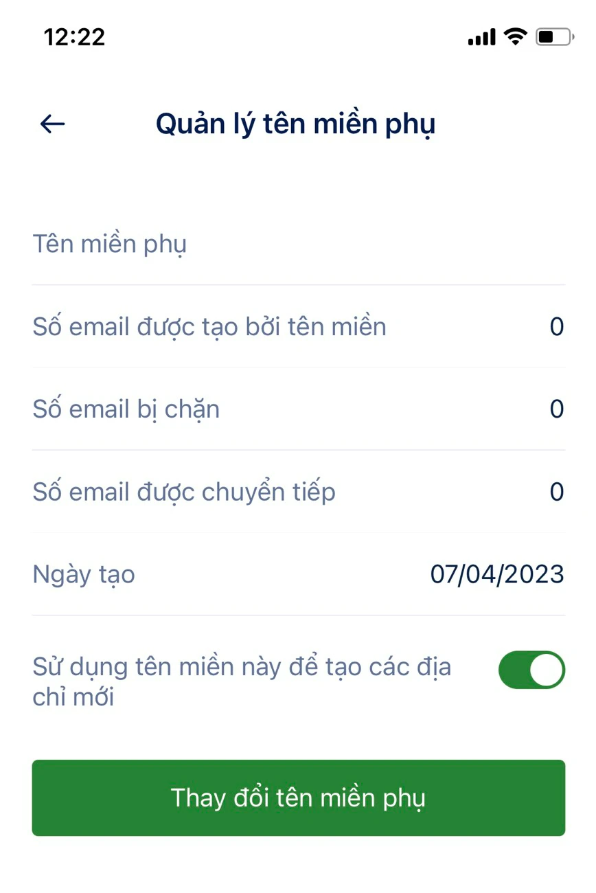 Quản lý tên miền phụ trên thiết bị di động