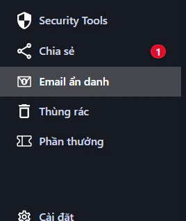 Tab Email ẩn danh trong thanh bên