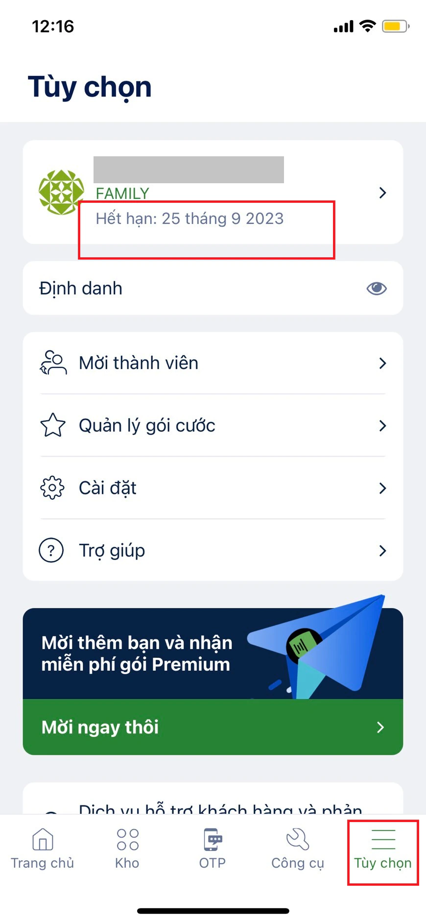 Thời hạn gói đăng ký
