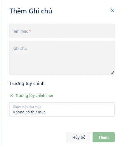 Biểu mẫu thêm Ghi chú