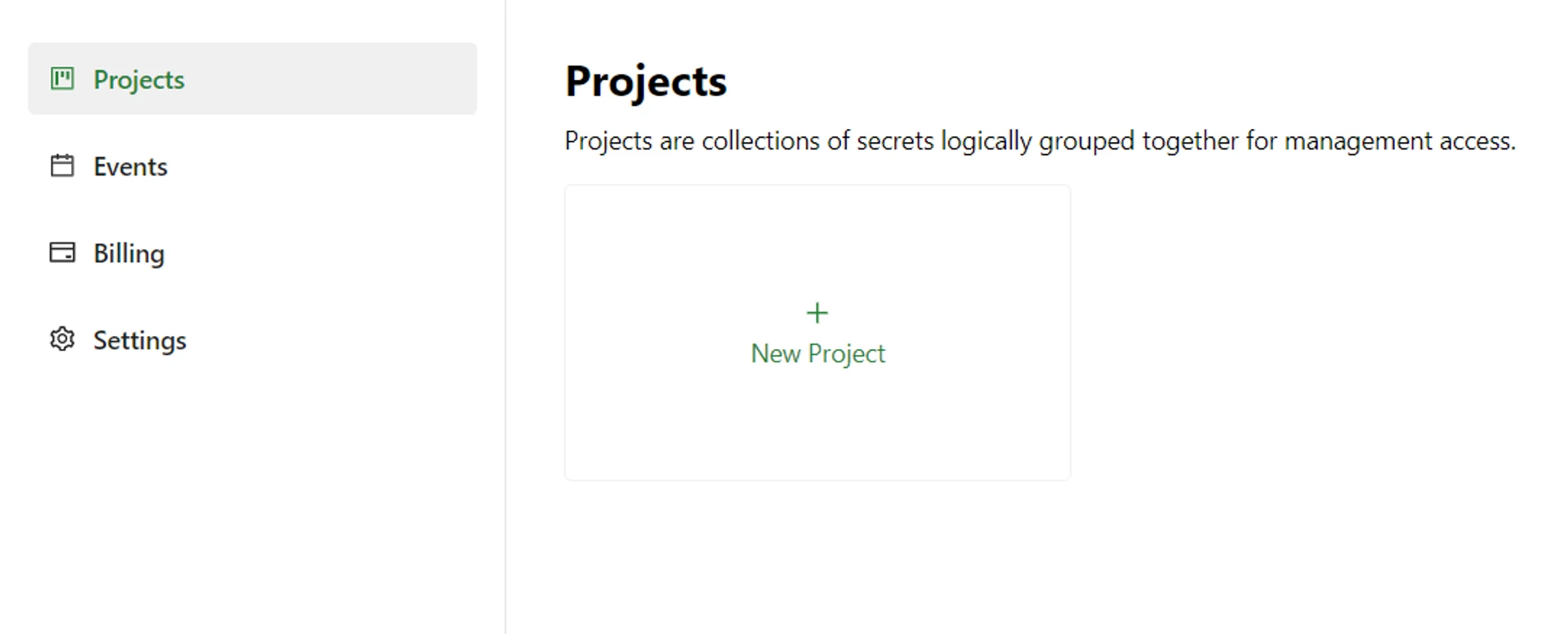 Màn hình danh sách dự án với nút New Project
