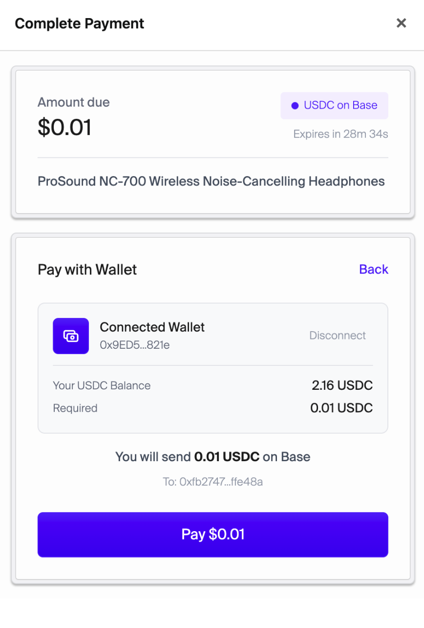 Pay with external wallet