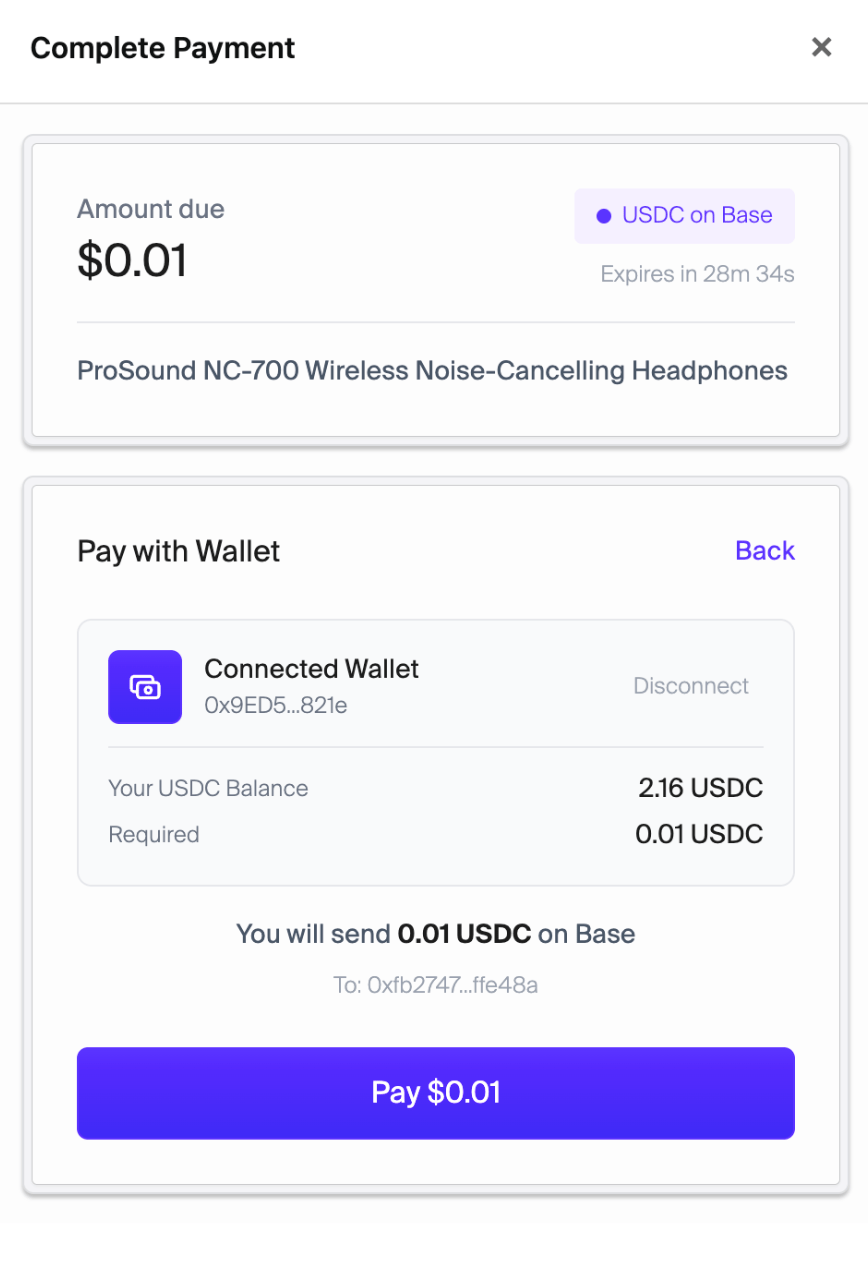 Pay with external wallet