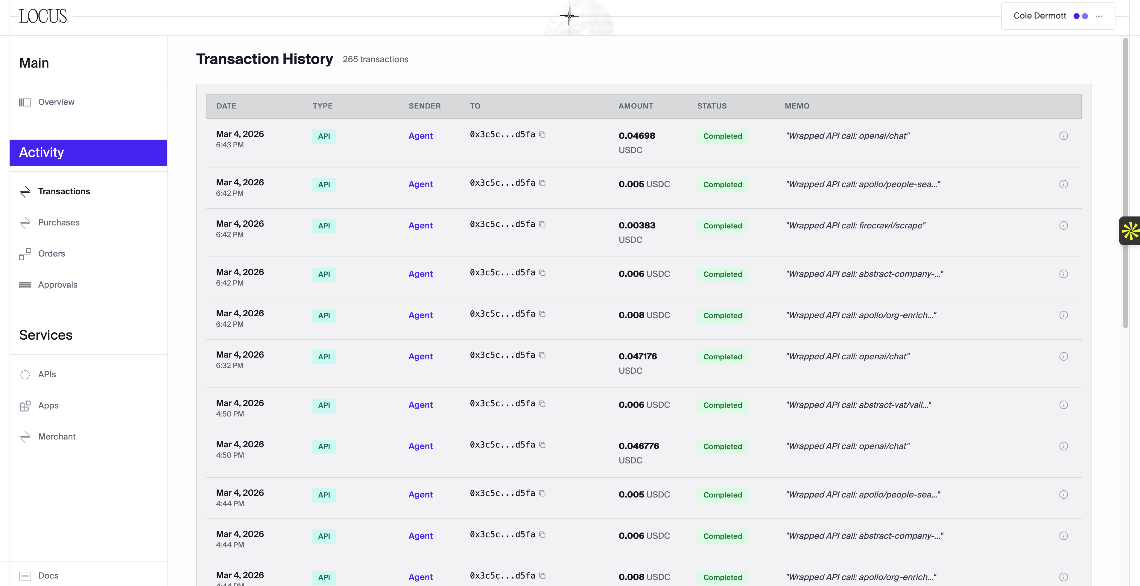 Transactions Tab