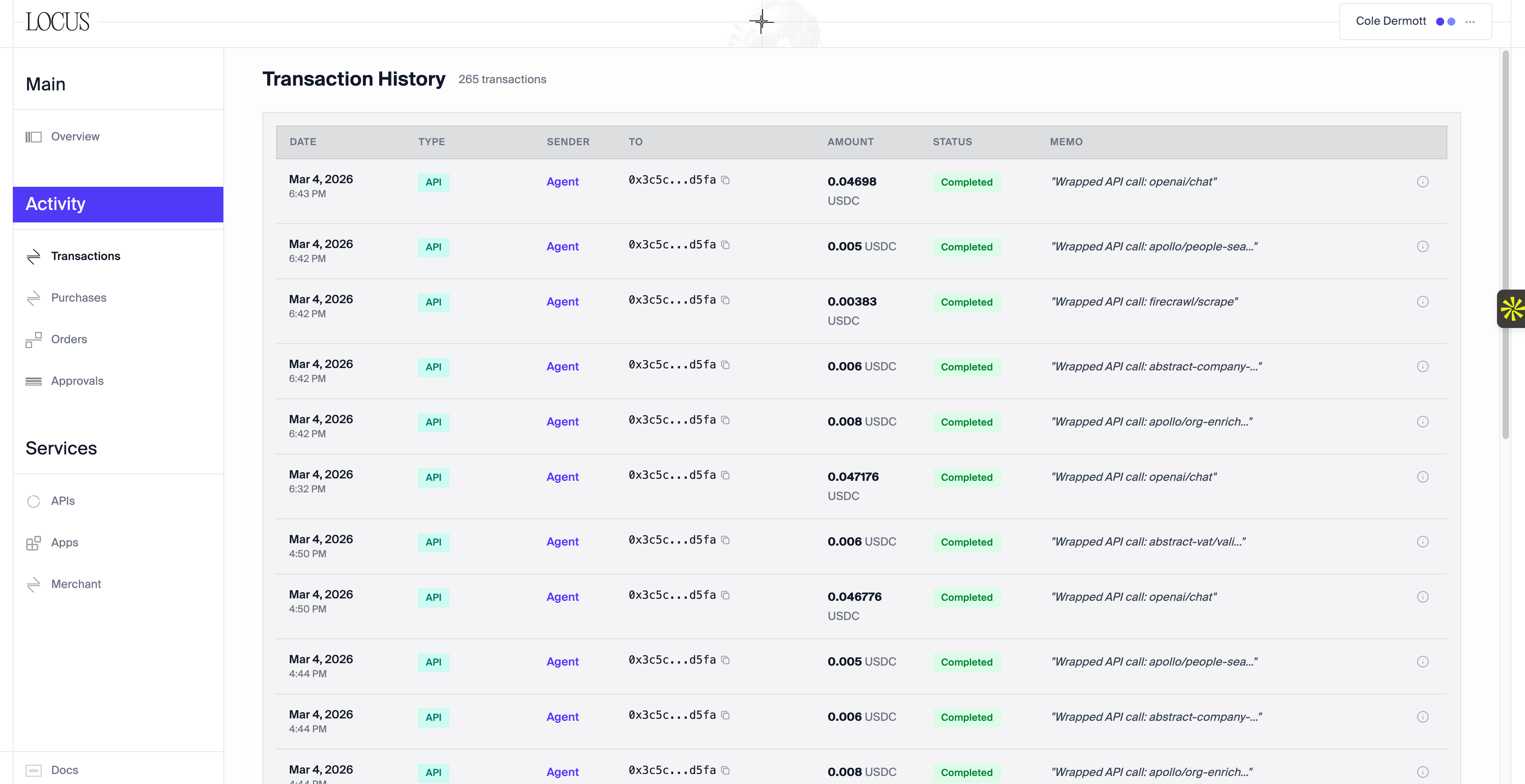 Transactions Tab