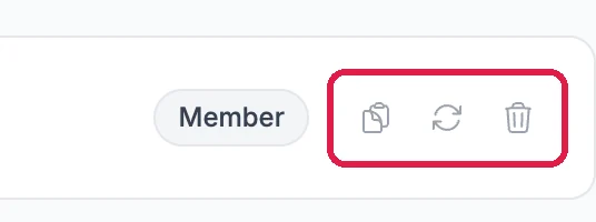 The buttons on a pending invitation, outlined: Copy invite link, Resend invitation and Cancel invitation