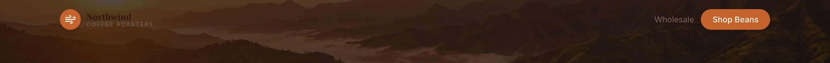 The Northwind Blog page menu bar with dark, barely visible links over a dark photo