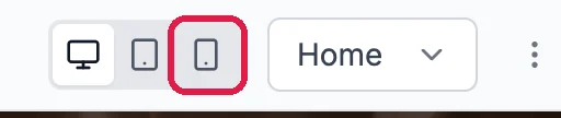 The three device buttons above the preview with the phone button outlined, next to the page picker