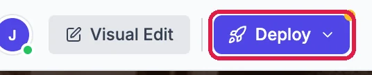 The Deploy button outlined at the top right of the builder