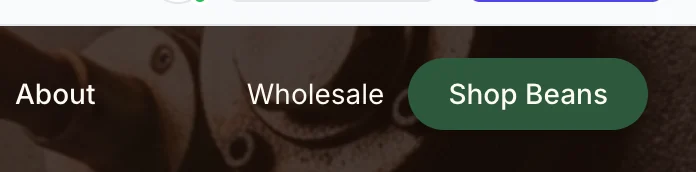 The Northwind menu with a green Shop Beans button