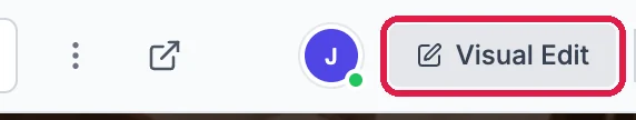 The Visual Edit button outlined in the toolbar above the preview