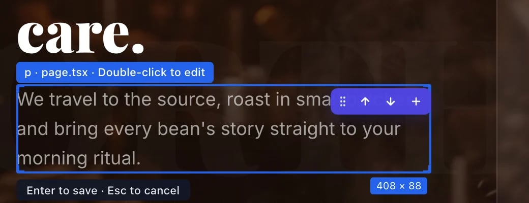 The sentence in edit mode with the hint Enter to save, Esc to cancel