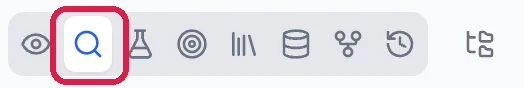 The row of icons above the preview with the magnifying glass, SEO, outlined