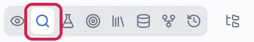 The row of icons above the preview with the magnifying glass, SEO, outlined