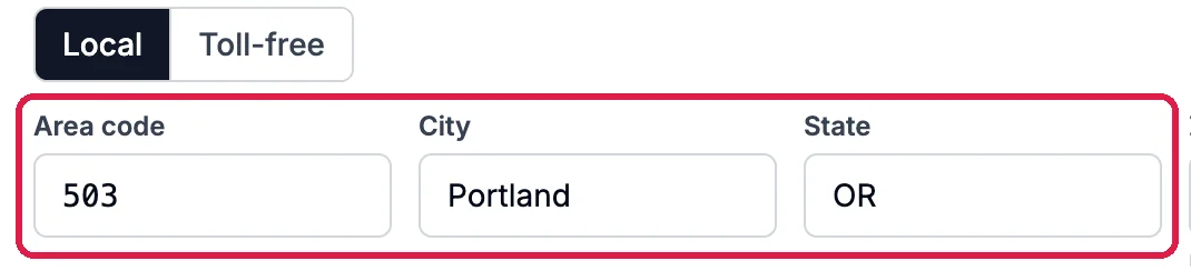 Find a number on Local, with Area code 503, City Portland and State OR, outlined