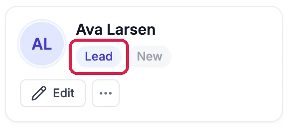 The contact Ava Larsen with the stage Lead, outlined