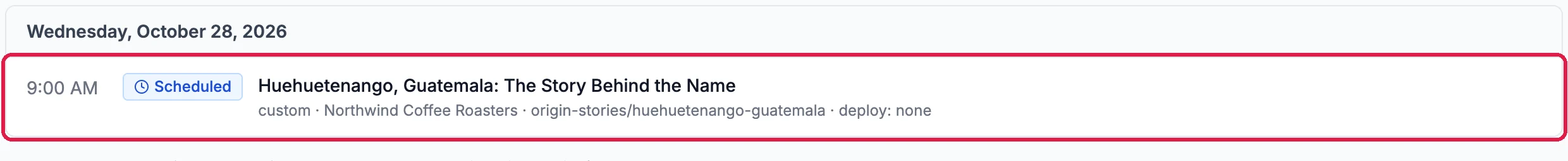 Wednesday, October 28, 2026: 9:00 AM, Scheduled, Huehuetenango, Guatemala: The Story Behind the Name, Northwind Coffee Roasters, outlined